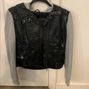 Black leather jacket/ sweater